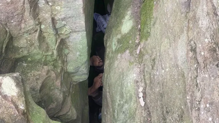 Woman Rescued After Getting Stuck Upside Down Between Boulders